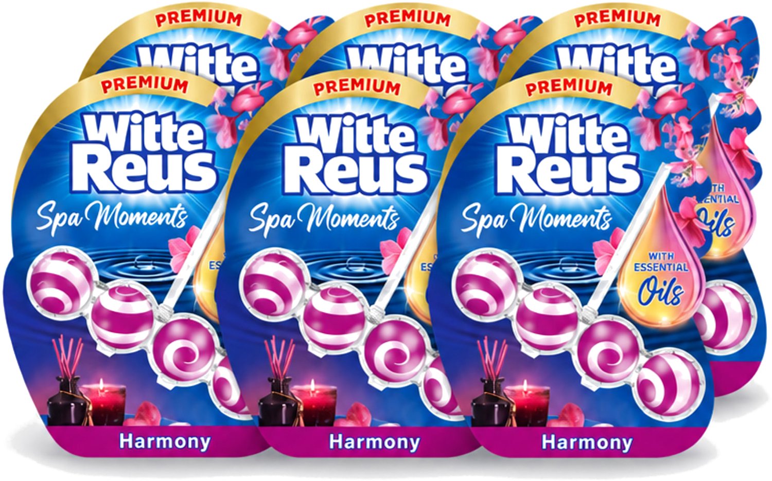 6 x Witte Reus - Wellness Scents Toiletblok - Harmony - 1 Toiletblok - Voordeelverpakking - 6 stuks