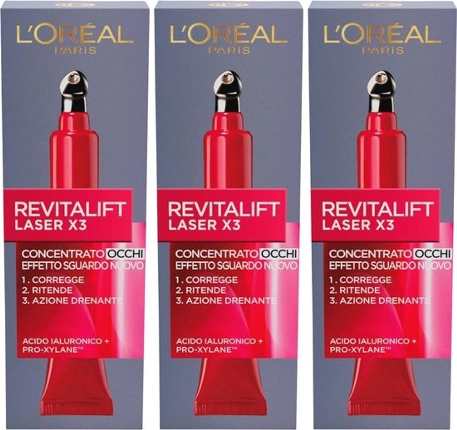 Anti-rimpel oogcrème - met hyaluronzuur en Pro-xylane - 3x15ml - voor een jeugdige blik