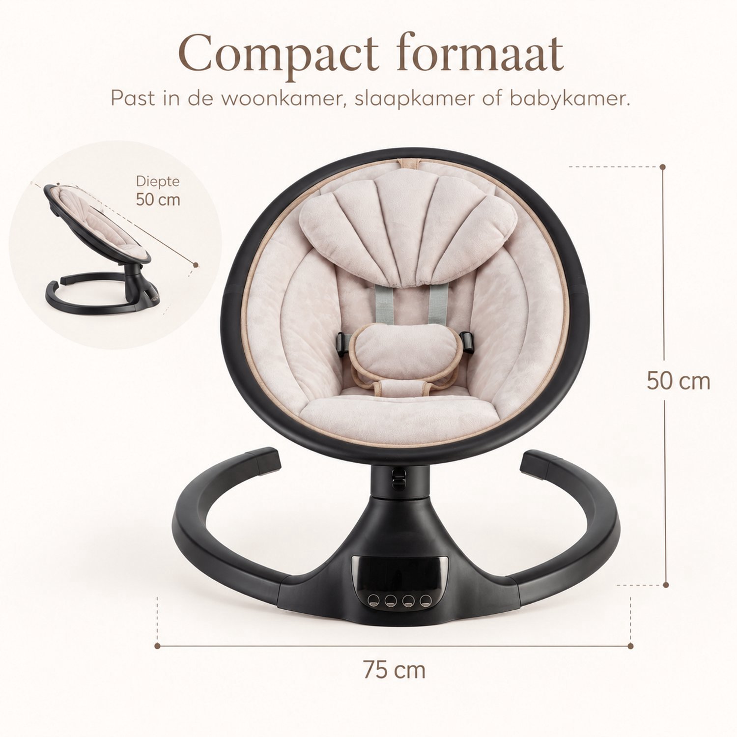 X Adventure Rocco Elektrische Wipstoel – Baby swing - Elektrische Babyschommel - Bluetooth & Afstandsbediening - Beige Nougat thumbnail 3