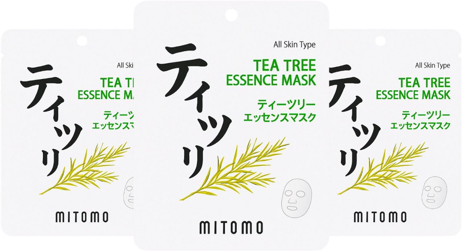 MITOMO Gezichtsmasker Tea Tree Oil - Zuiverend & Kalmerend Sheet Mask - Gezichtsverzorging - 3 Stuks