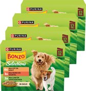 Bonzo Selections Maaltijdzakjes in Gelei- Hondenvoer Natvoer - Rund Kip & Lam - 48 x 85 g