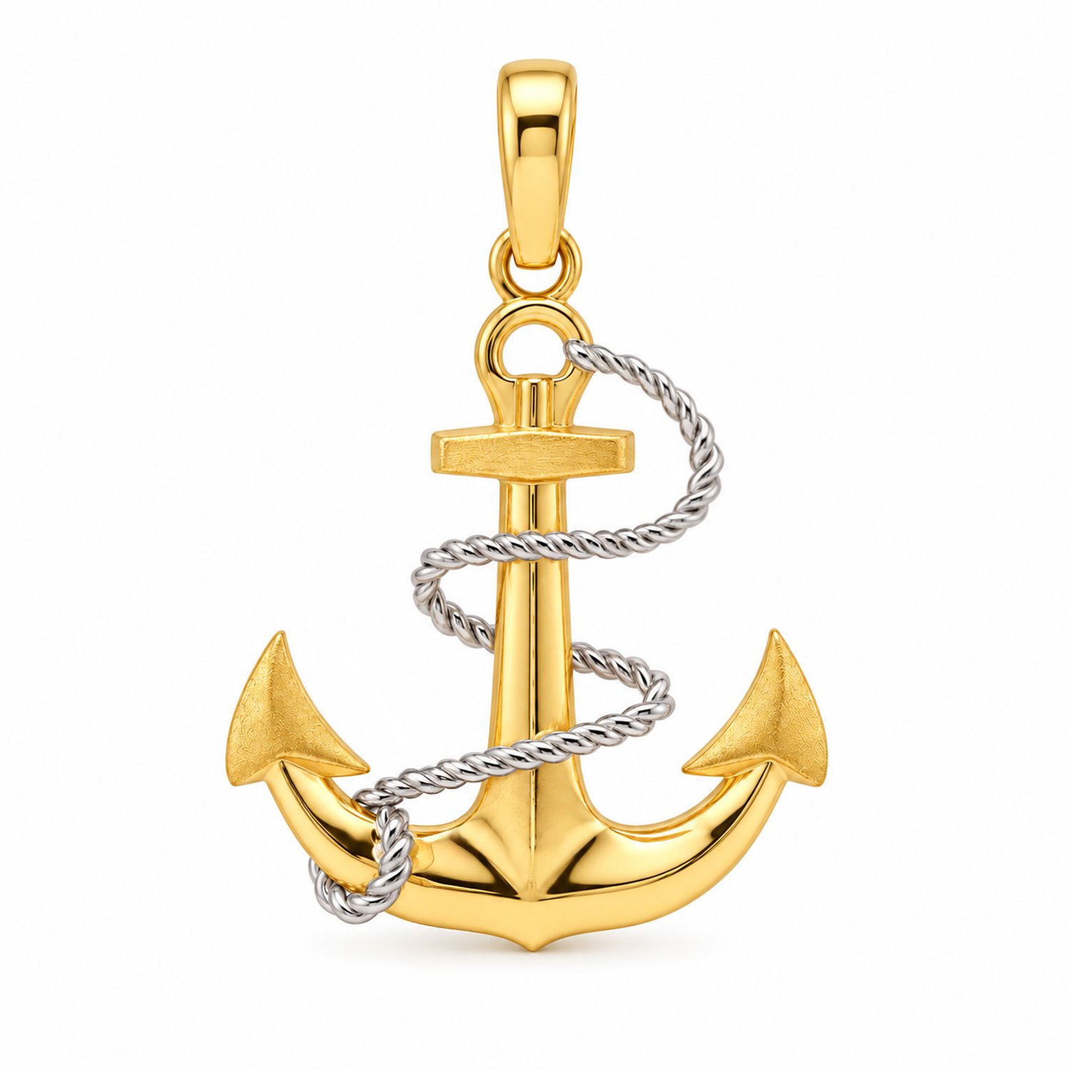 Juwelier Zwartevalk - 14 karaat gouden bicolor anker hanger - 264/926