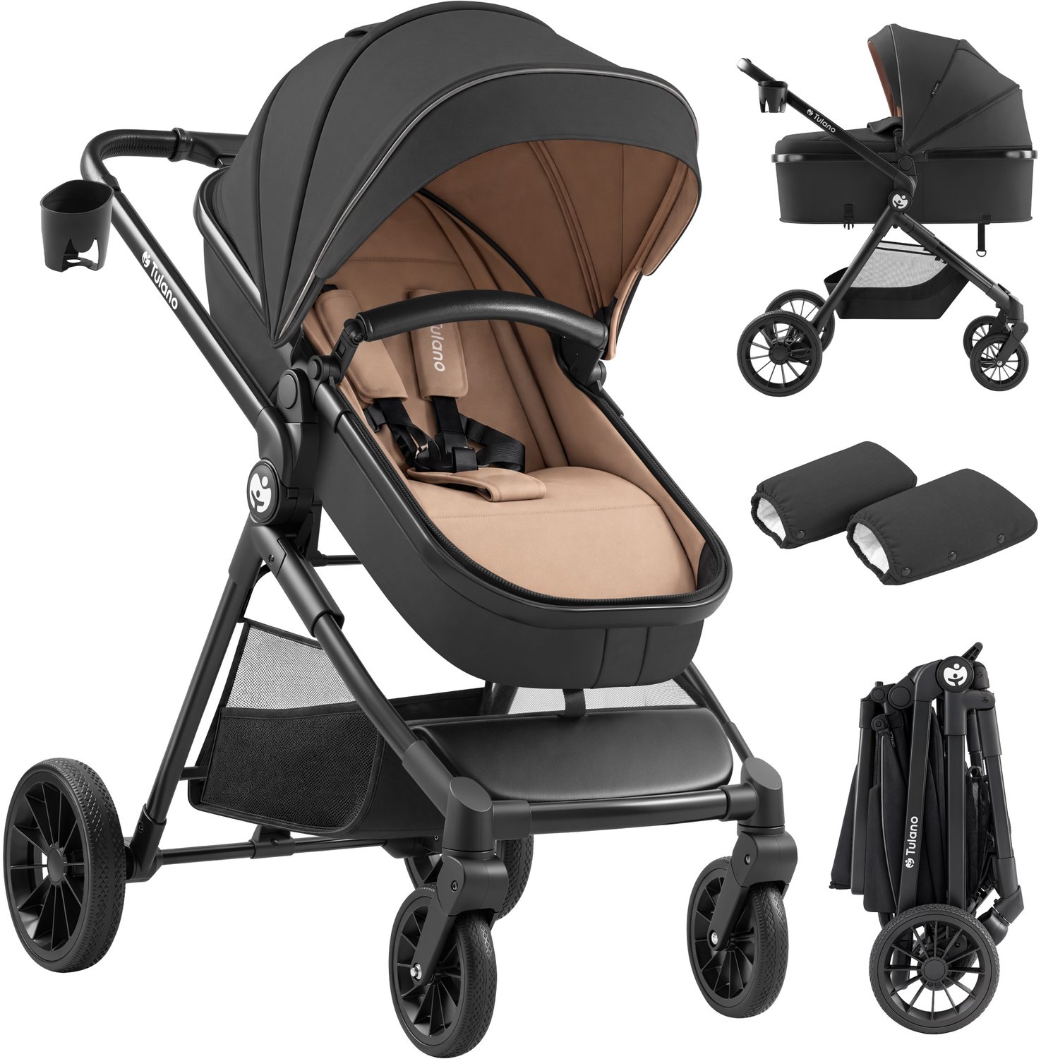 Tulano Toledo 35 Kinderwagen 2-in-1 - Met Reiswieg & Zitting - Inklapbaar - Zwart