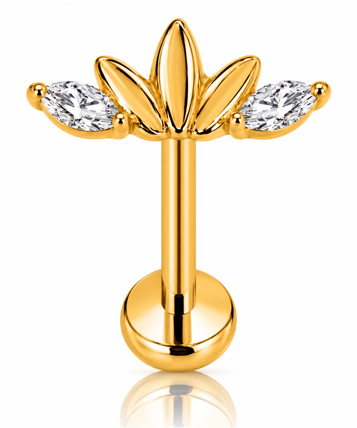 Maevi® Piercing voor Oor - Kleur: Goud - Formaat: 1.2 x 8 MM - Titanium - Tragus / Kraakbeen / Helix / Conch - Oorpiercing - Piercing Sieraad - Hoge Kwaliteit - Labret Piercing - Luxe Sieraad - Oorbellen - Incl Luxe Verpakking - 18K Goldplated