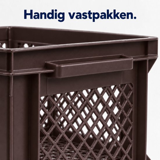 Dutch Standard Fietskrat – 26 Liter – 40 x 30 x 22 cm – Kunststof – Voor Voordrager – Bruin — afbeelding 4