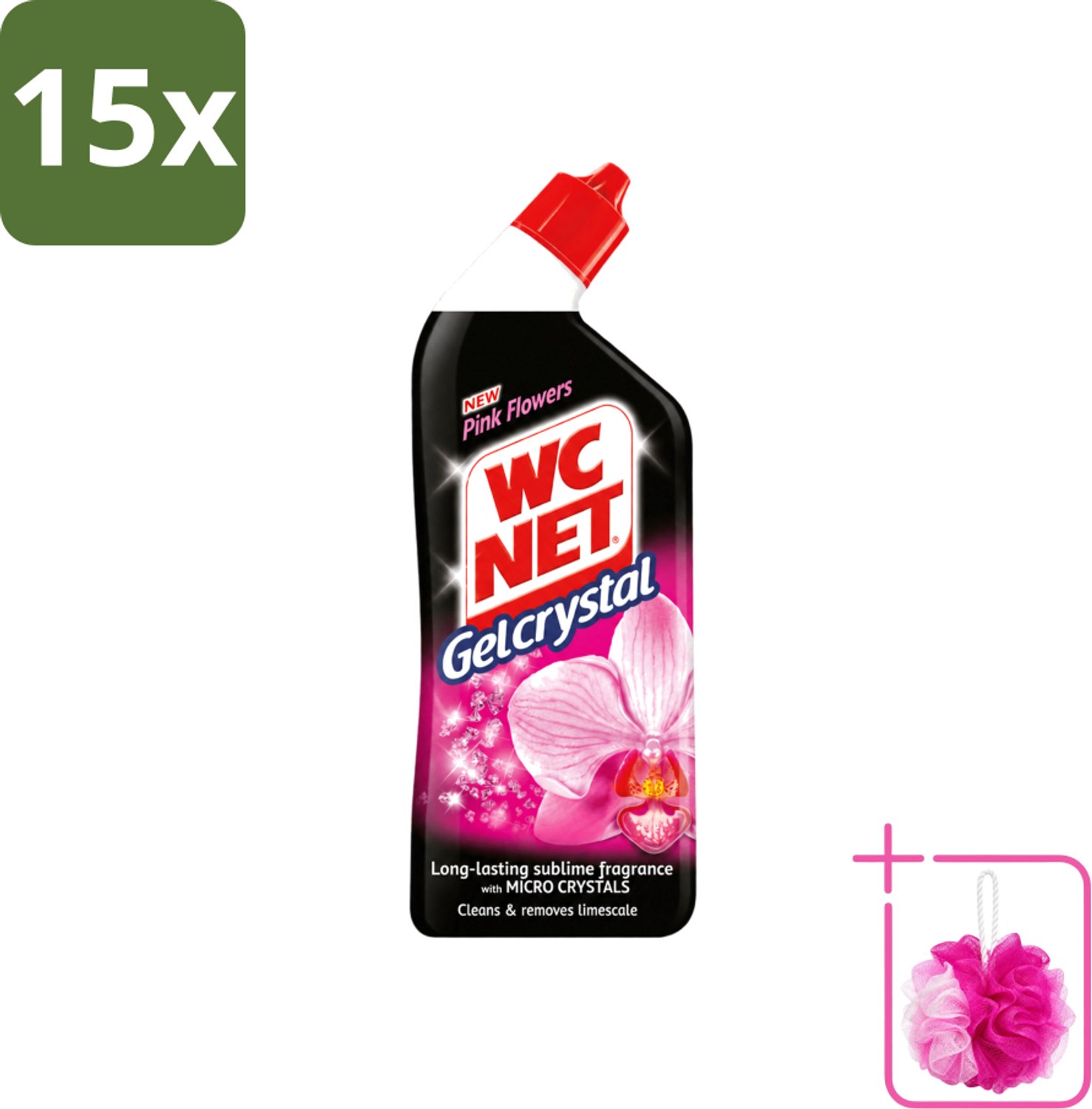 15 x WC Net - Toilet Reiniger - Gel - Frisse Bloemen - 750 ml - Bulkverpakking - WC reiniger - Douchemop - Toilet reiniger