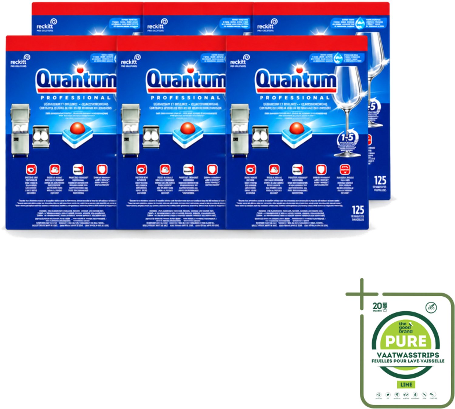 6 x Finish – Vaatwastabletten – Quantum Pro All-in-One – 125 Capsules - Grootverpakking - Vaatwasstrips - Vaatwastabletten - Professionele Vaatwasser - Korte Wascycli - Reinigingskracht - Hygiëne