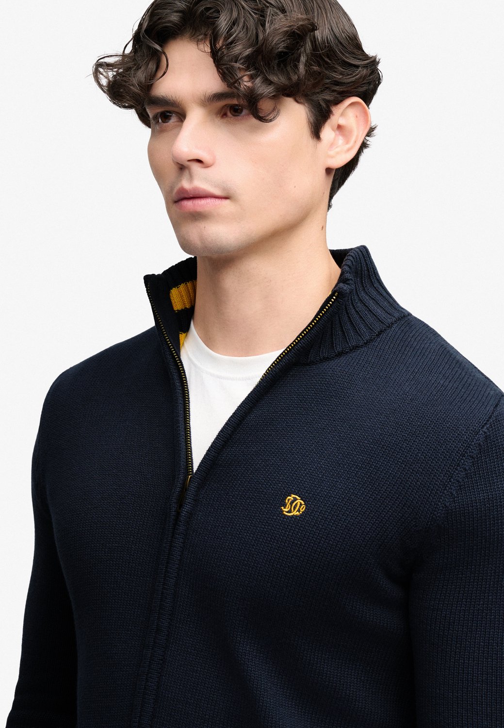 Superdry Vest Cotton Zip Thru Knit M6110786a Mannen Blauw