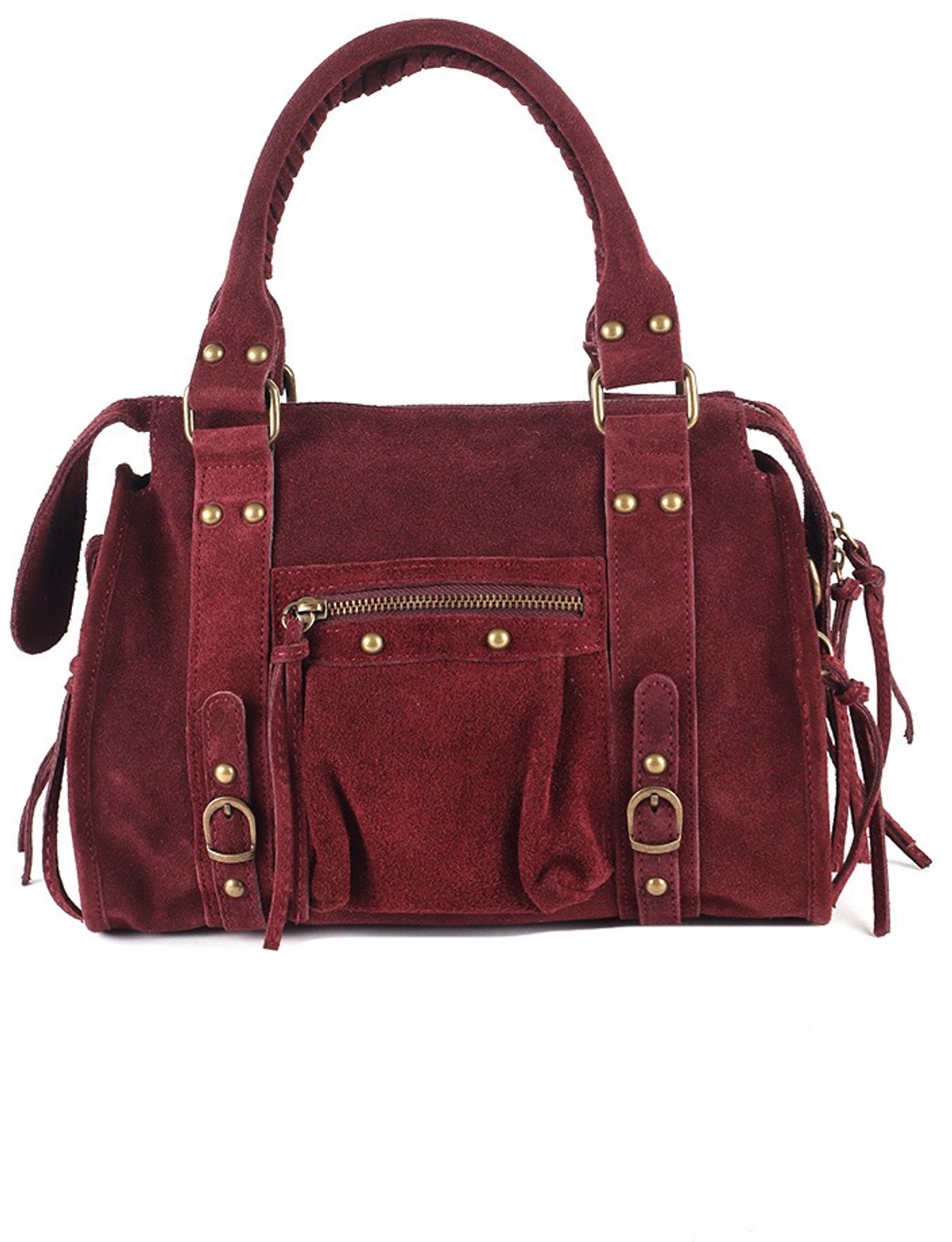Damestas - It Girl Bag - City Bag - Suede handtas - 31 cm x 26 cm x 8 cm - Echt Suede - Bordeaux