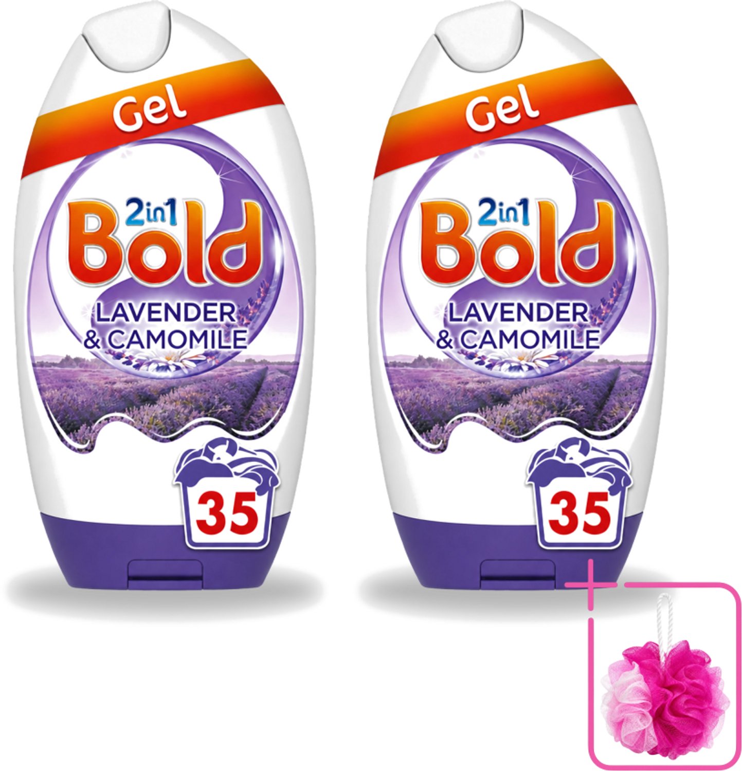 2 x BOLD - Wasgel - 2 in 1 - Lavendel en Kamille - 35 Wasbeurten - Bulkverpakking - Wasgel - Douchemop - Wasmiddel