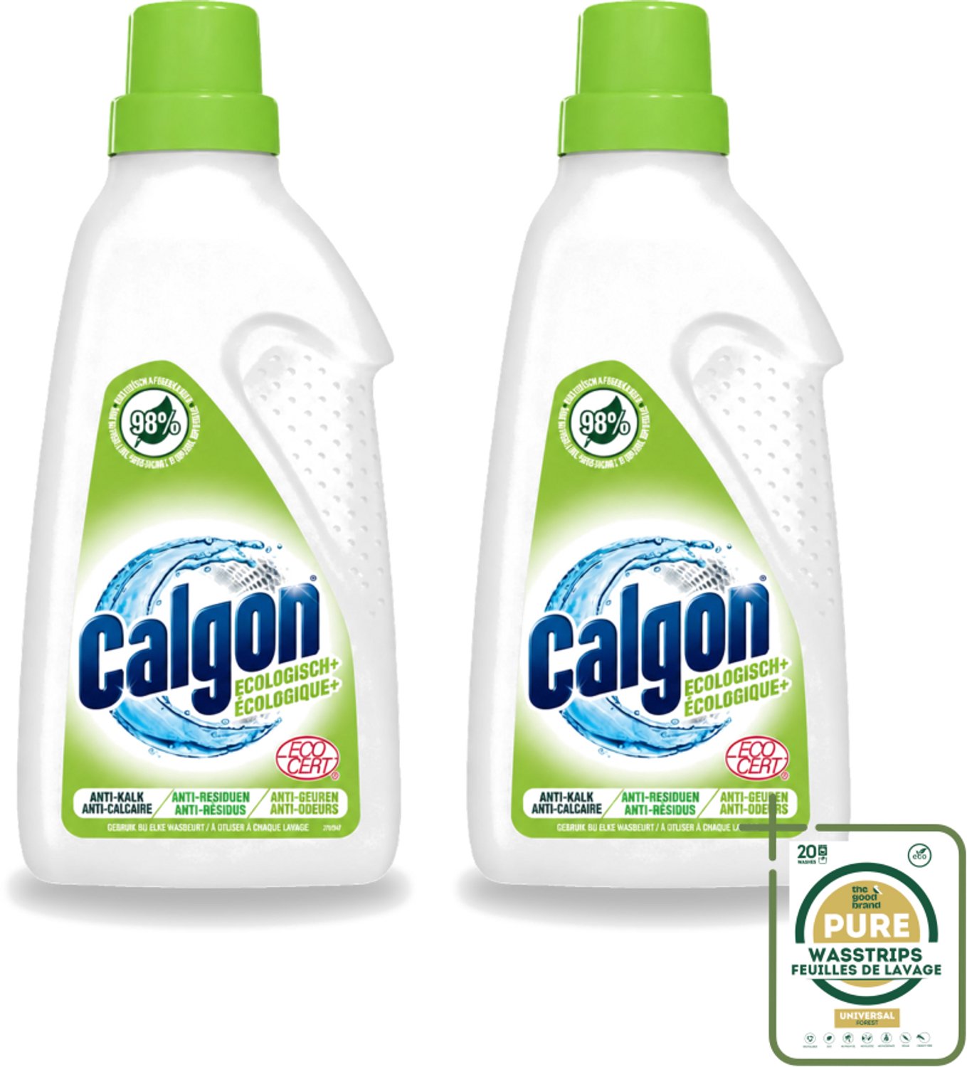 2 x Calgon - Wasmachinereiniger - Gel - 750ml - 15 Wasbeurten - Wasstrips - Wasmachine Reinigen - Kalkaanslag Voorkomen - Wasmachine Schoon Houden - Wasmachine Beschermen - Wasmachine Efficiëntie