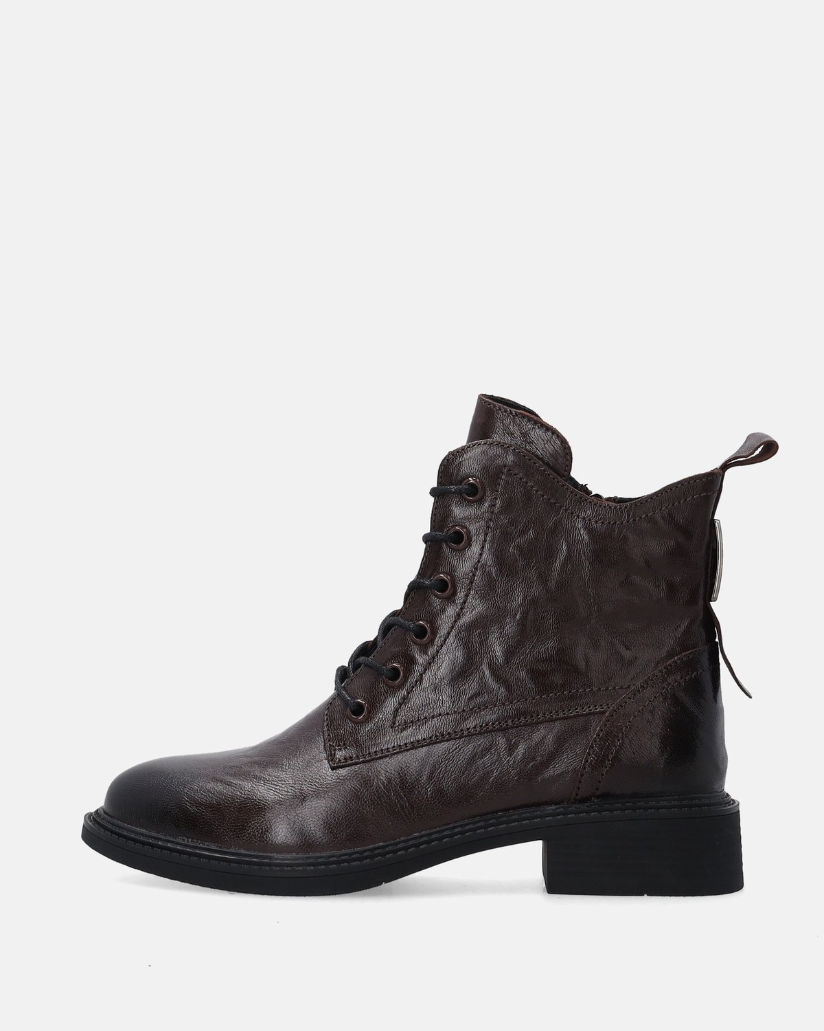 Bruine leren enkellaarzen - Gevoerd - Hakhoogte 4 cm - Maat 37