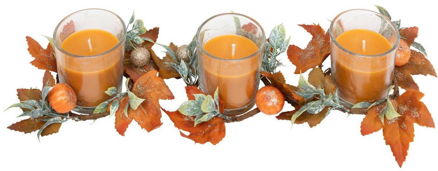 Feeric lights & Christmas Set van 3 geurkaarsen voor op tafel, thema Herfst, 180 g Orange