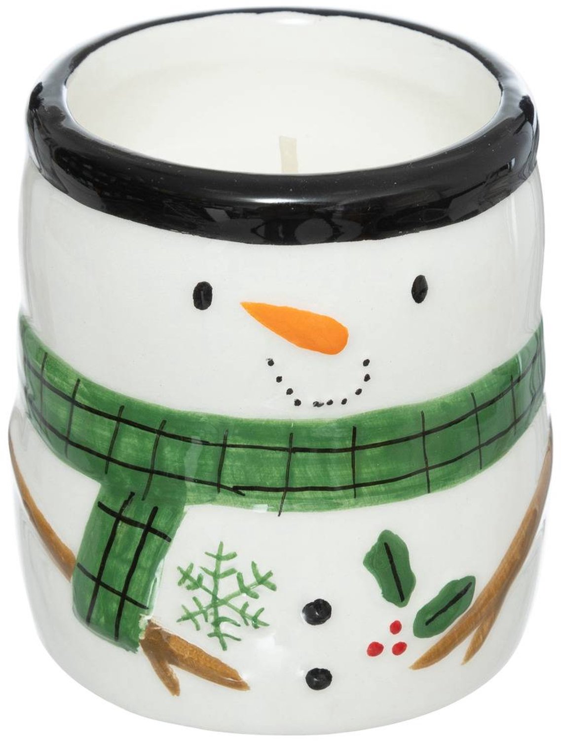 Feeric lights & Christmas Geurkaars van keramiek met kerstman en sneeuwpop, 130 g Vert