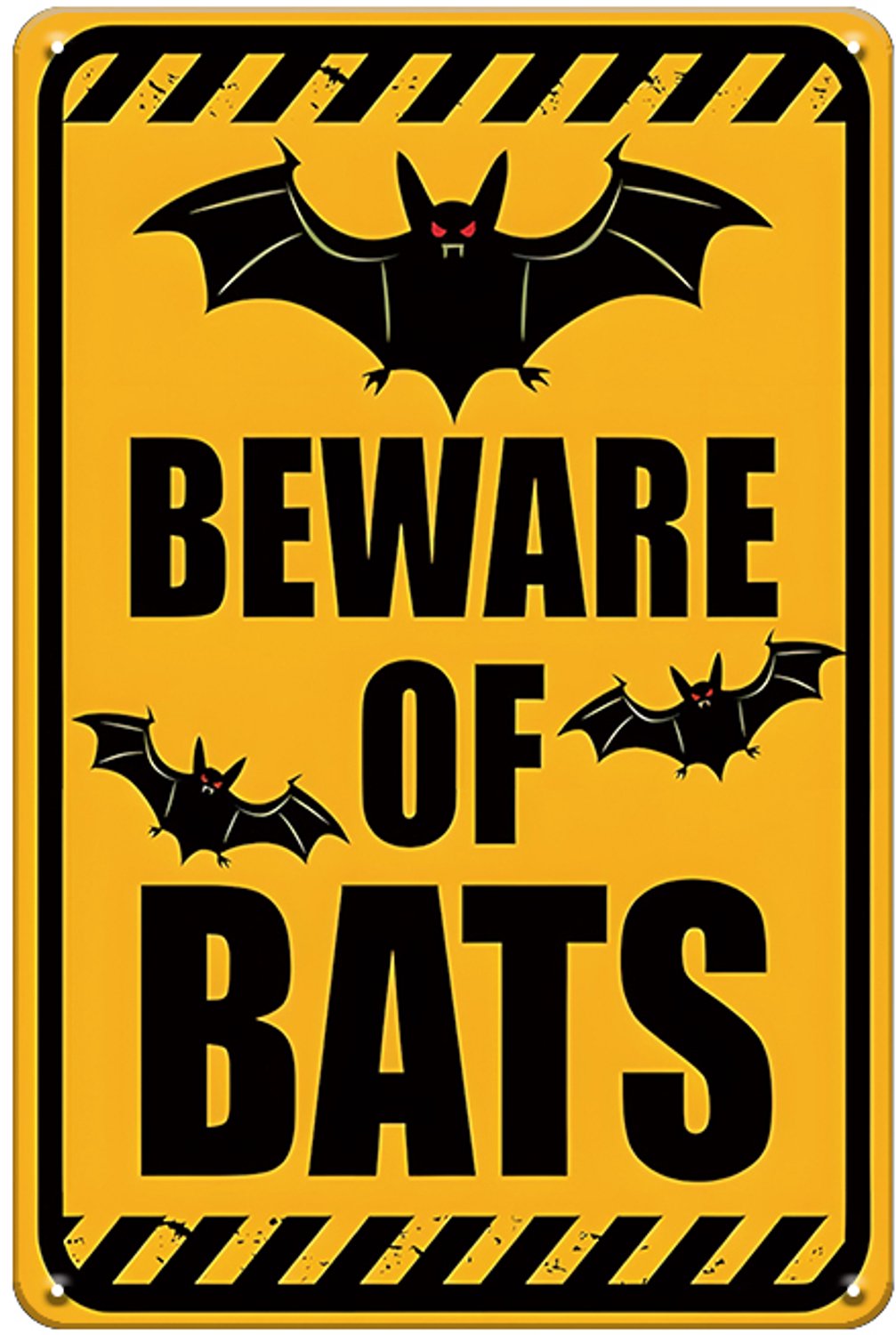Beware Of Bats Metalen Wandbord 30x20cm – Vleermuizen Waarschuwingsbord – Halloween Decoratie – Vintage Retro Wanddecoratie