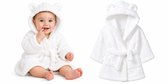 Kinderbadjas met Capuchon – Pluche Baby Badjas met Berenoren – Wit – Maat 92/98