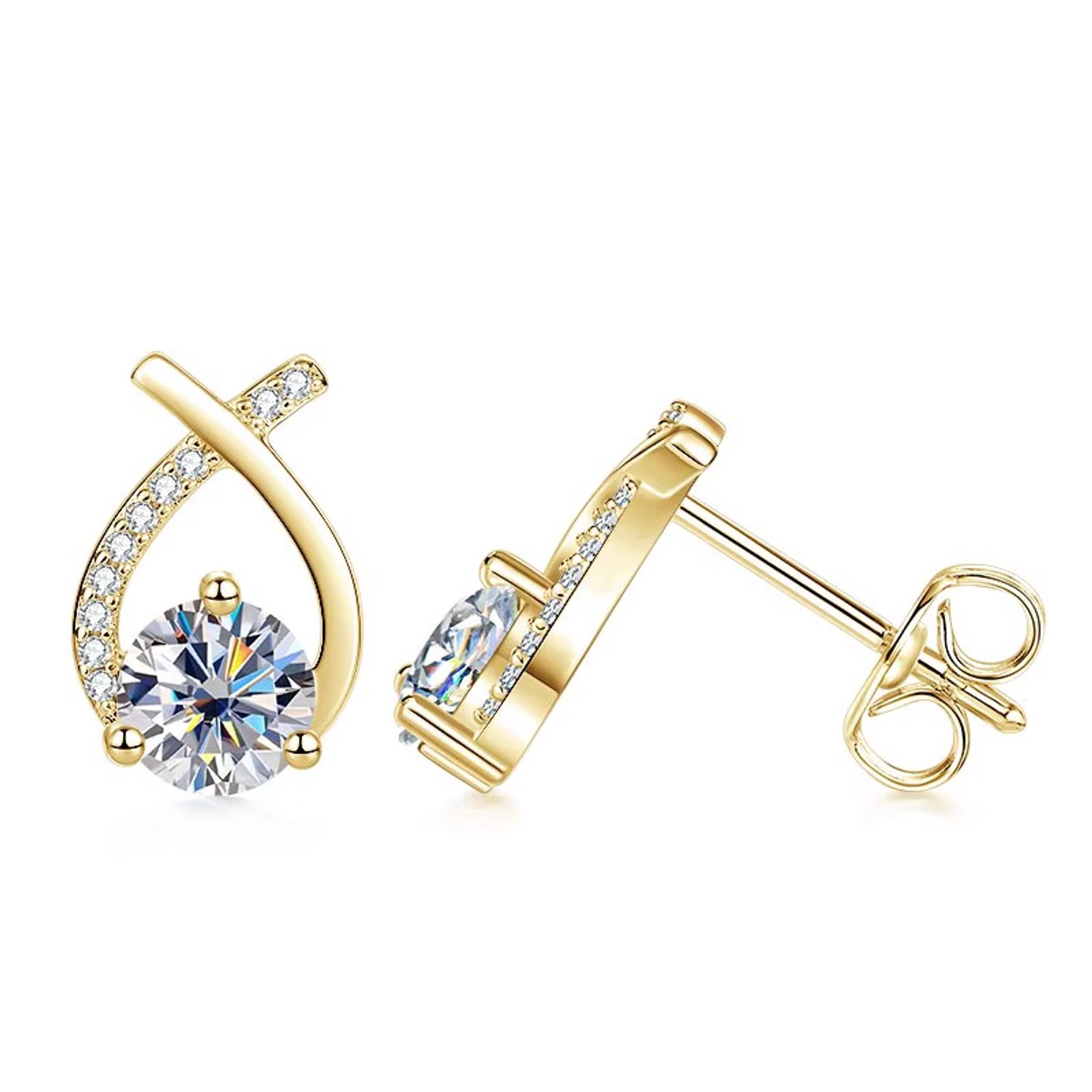 Selevie Oorbellen Goud Druppelvorm met Moissanite 1.ct