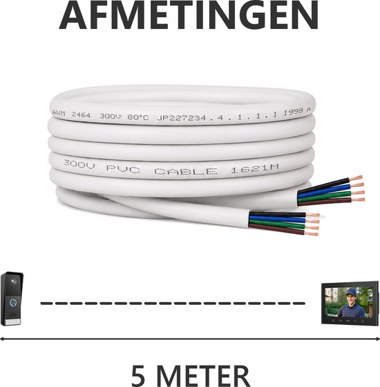 ELRO DVW5 4-Draads Intercomkabel 5 Meter – Geschikt voor ELRO DV700 & DV4000 Serie — afbeelding 3