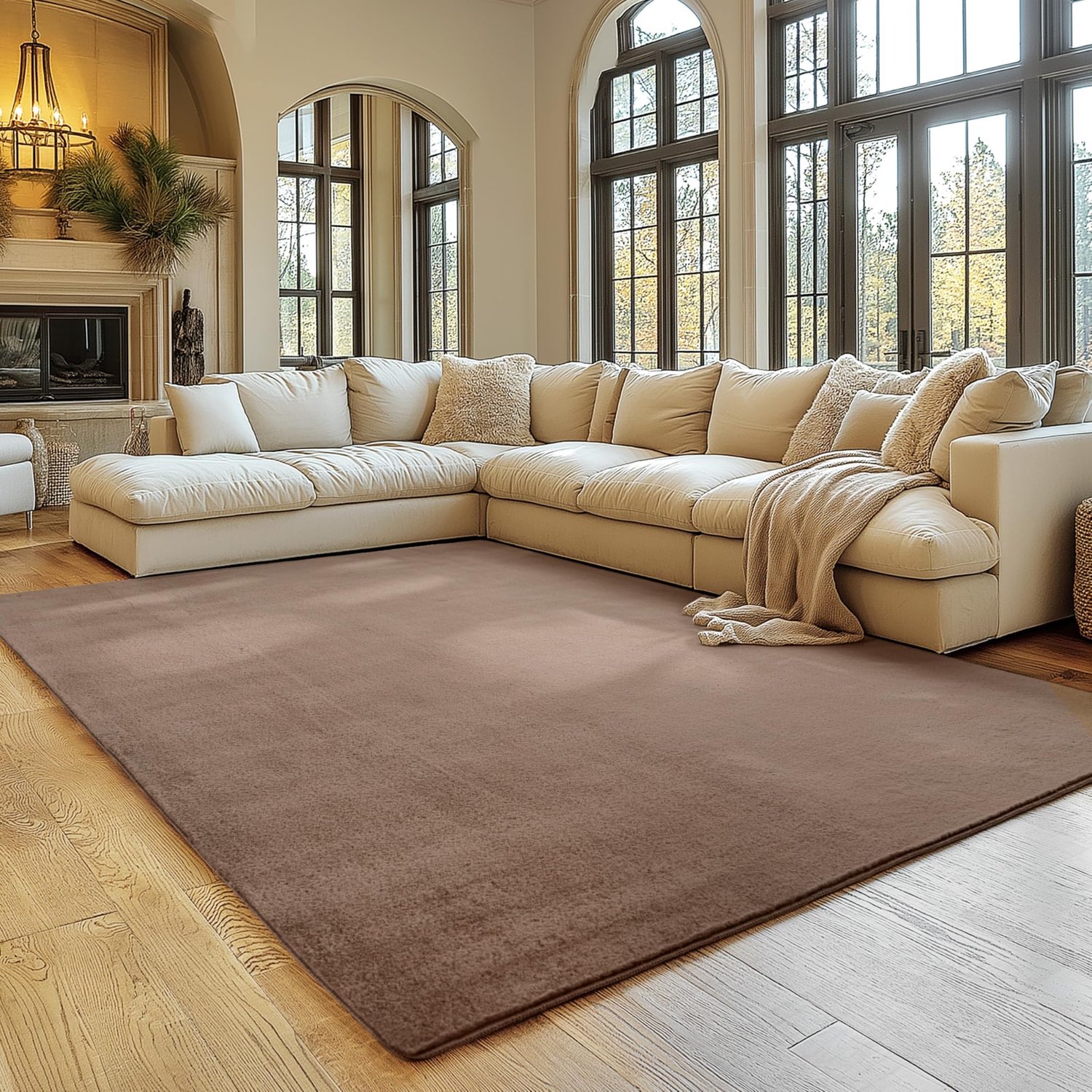 Vloerkleed - Laagpolig - Bruin - 200 x 280 cm