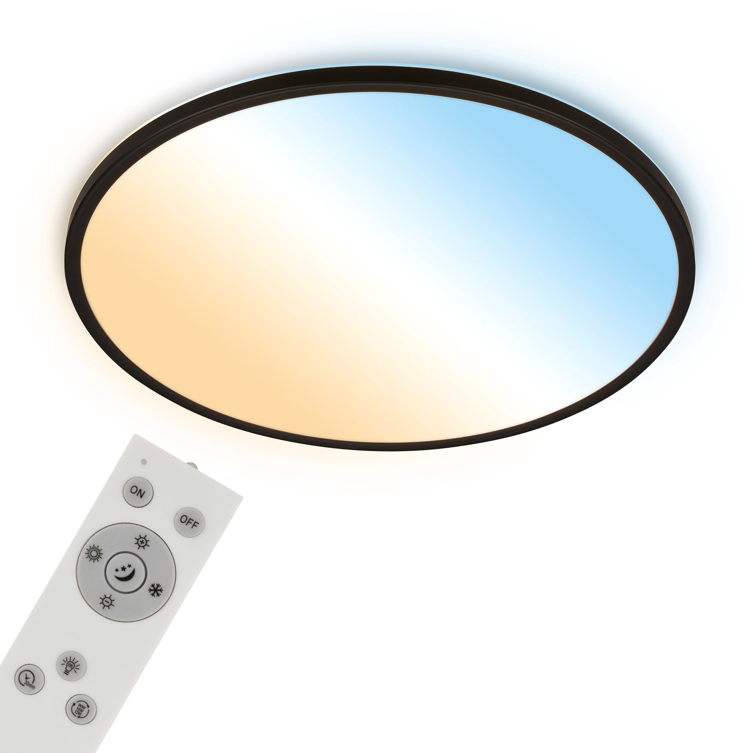 BRILONER Slim - LED Plafondlamp - CCT plafonniere - dimbaar - met afstandsbediening - zwart - Ø58cm