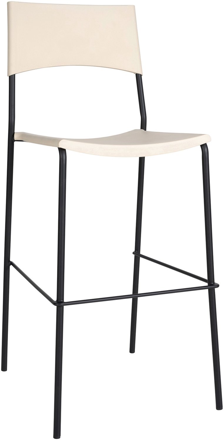 CLP Barkruk Genua - Stapelbaar - Zithoogte 77 cm - Kunststof - creme/zwart