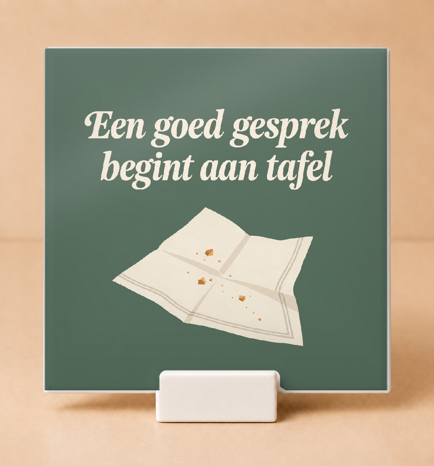 Bedruk King Retro jaren 70 Tegel ‘Oost west, thuis bestek’ – Sfeervolle vintage wanddecoratie voor gezellige keukens - 11 x 11 cm met houder Wit