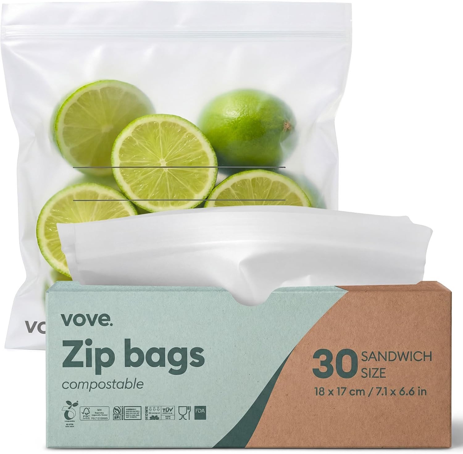 Plantaardige Ziplock Zakjes - Sandwich - 17 x 18 cm - Bio en Eco-Vriendelijk - Voor Snacks en Groente