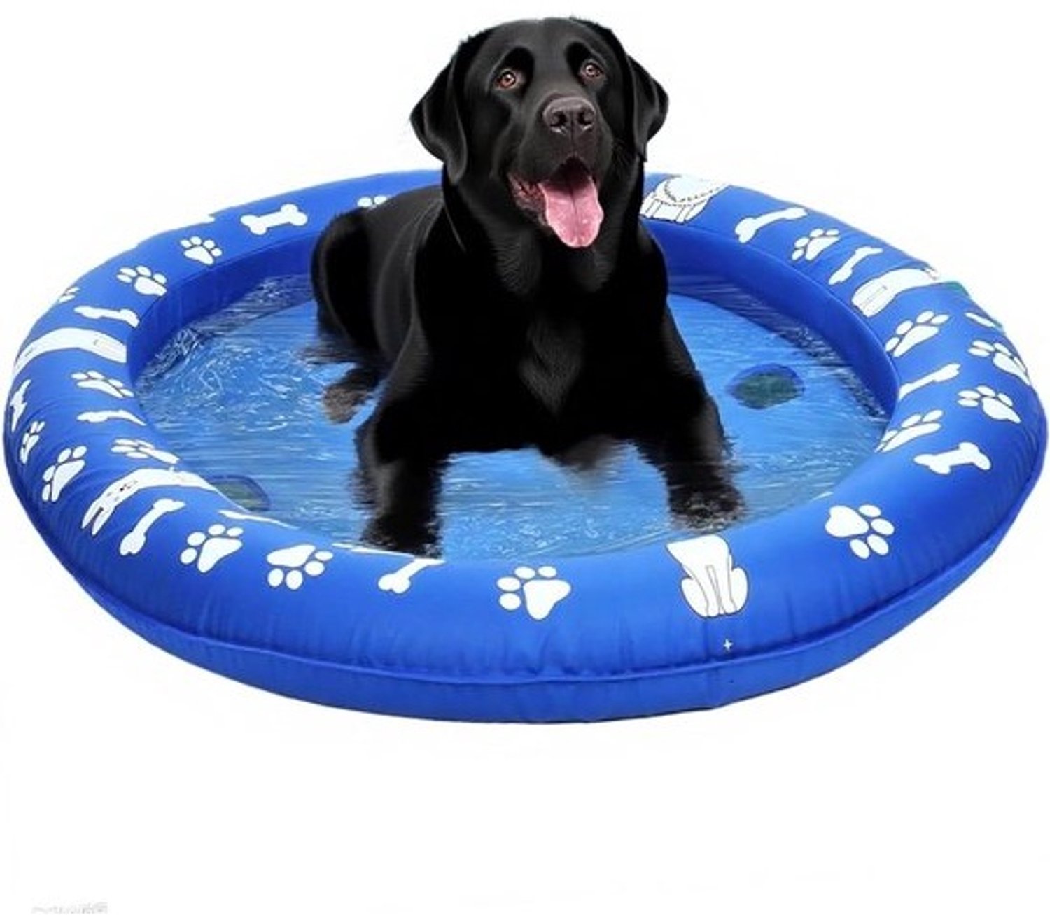 Honden Drijver - Opblaasbaar Vlot - Waterpret Huisdier - Brede Stabiele Rand - Tot 29.5kg - Blauw Wit