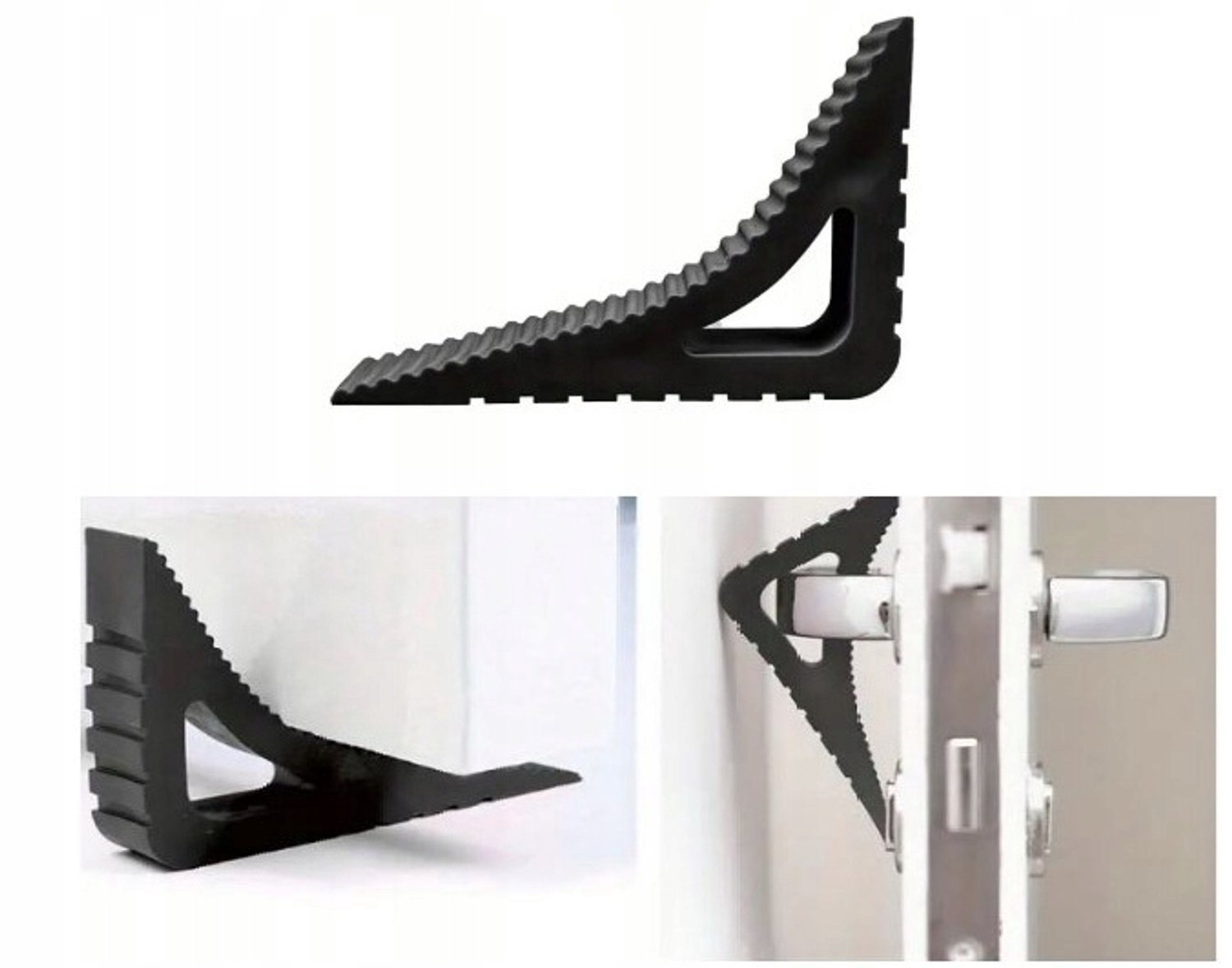Zwarte siliconen deurstopper, anti-slip, duurzaam, voor alle vloeren
