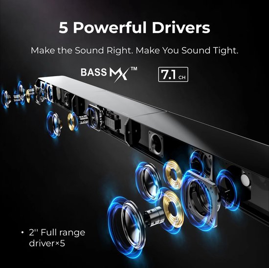 Soundbar 7.1 Surround Sound met Draadloze Subwoofer en 2 Achterspeakers Bluetooth 410 W — afbeelding 5