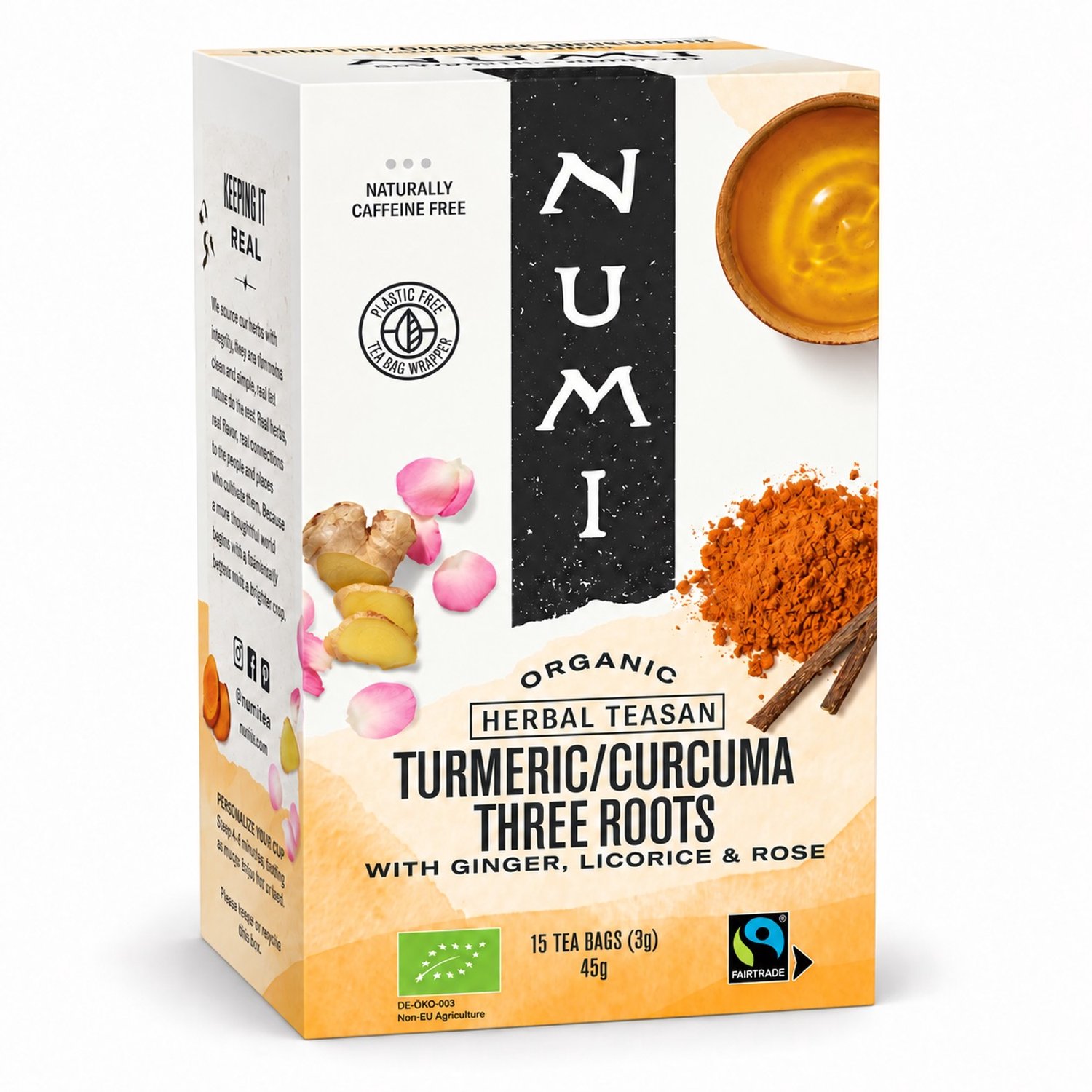 Numi Biologische Turmeric Three Roots – Cafeïnevrije Biologische Kurkuma Kruidenthee - 6 doosjes