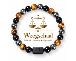 S4H Sterrenbeeld Armband Libra – Tijgeroog, Hematiet & Obsidiaan | Weegschaal Edelsteen Armband