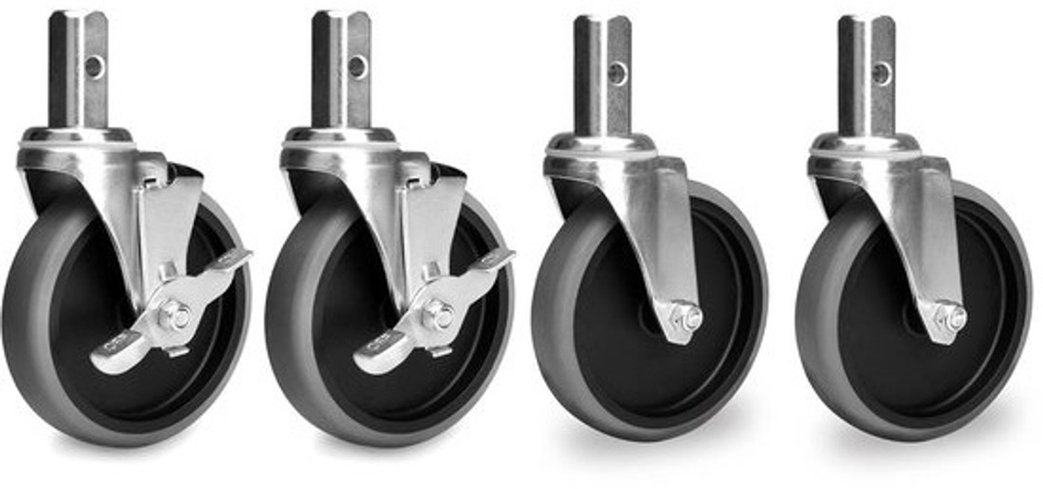 Transportwielen Set - Verrijdbare Wielen - Zwaar Materiaal Verplaatsen - Met en Zonder Rem - 125 mm Diameter - Zwart