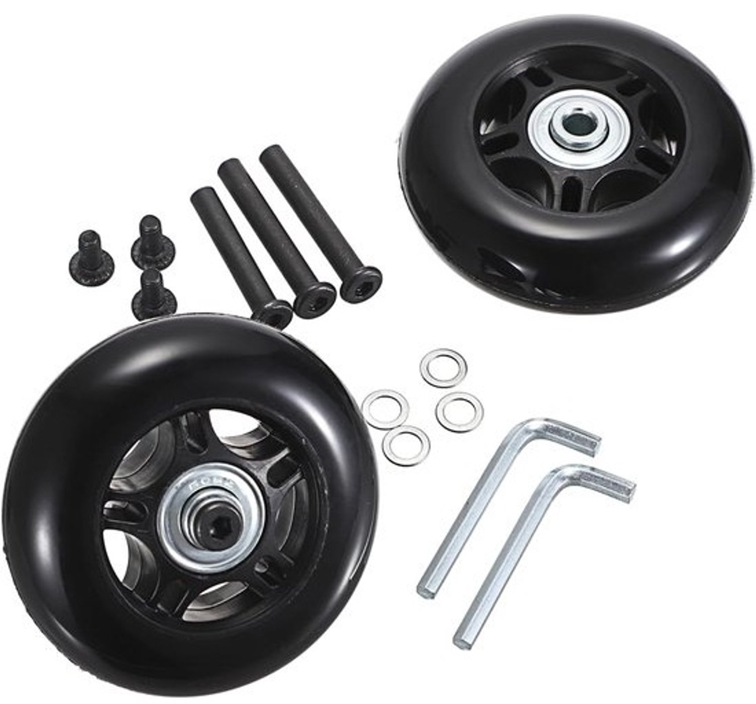 Kofferwielen Set - Reservewielen Bagage - Koffer Reparatie - Inclusief Schroeven - 75mm - Zwart