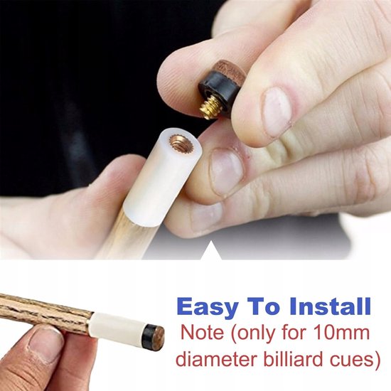 Set van 10 Biljartkeu Tips (10mm Leer) met Hulzen — afbeelding 2