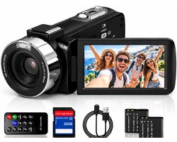 4K Videocamera 80MP - Camcorder met IR Nachtzicht - 4K UltraHD - 18x Digitale Zoom - 3 Inch IPS - 32GB SD - 2 Accu's