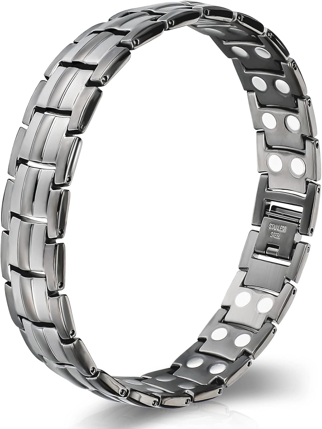 Magnetic Bracelets for Men Titanium Magnetic Bracelet with Double Row Magnets Strength Adjustable Wristband with Size - ShopVlot