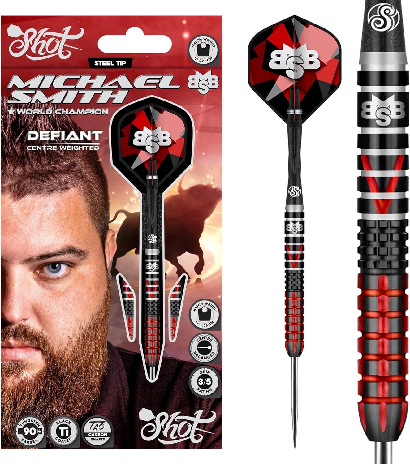 Dartpijlen 23g - 90% tungsten - Defiant - voor de serieuze speler - ShopVlot
