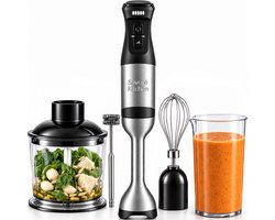 Savoré Kitchen Staafmixer Pro+ 1500W – Mixer Set met Hakmolen 600ml, Garde, Melkopschuimer en Maatbeker – 5 Snelheden – 6 Messen – RVS