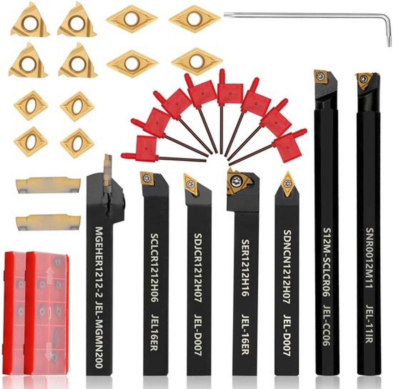 Draaigereedschap Set - Metaalbewerking - Precisie Werk - 21 Delig Inclusief Sleutels - 12mm Schacht