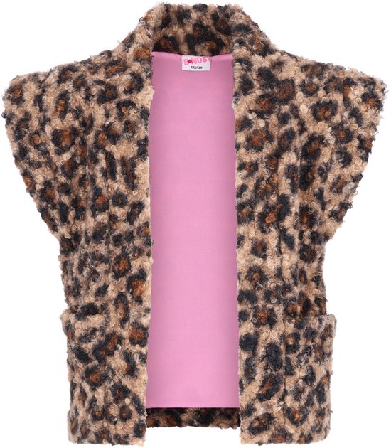 Gilet met luipaardprint en roze voering van B.Nosy.