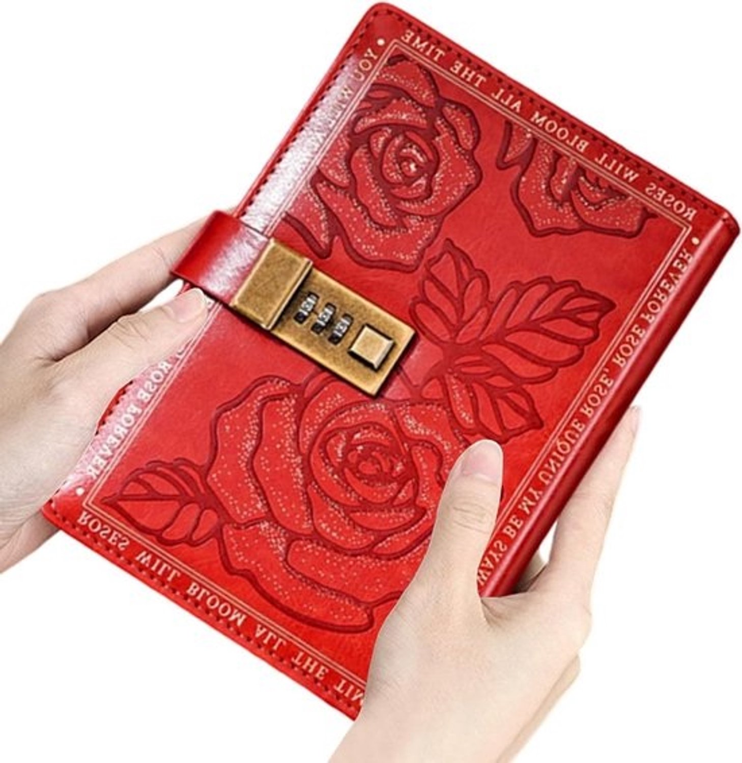 Dagboek met slot - Notitieboek beveiligd - Persoonlijk schrijven - Cijfercode bescherming - B6 formaat - Rood