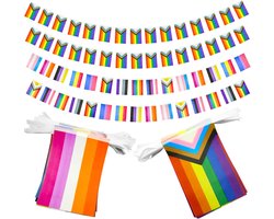 CANIPHA 2pcs proud flag rainbow banner, 32.8ft LGBT flag pride decorations, 60 flags