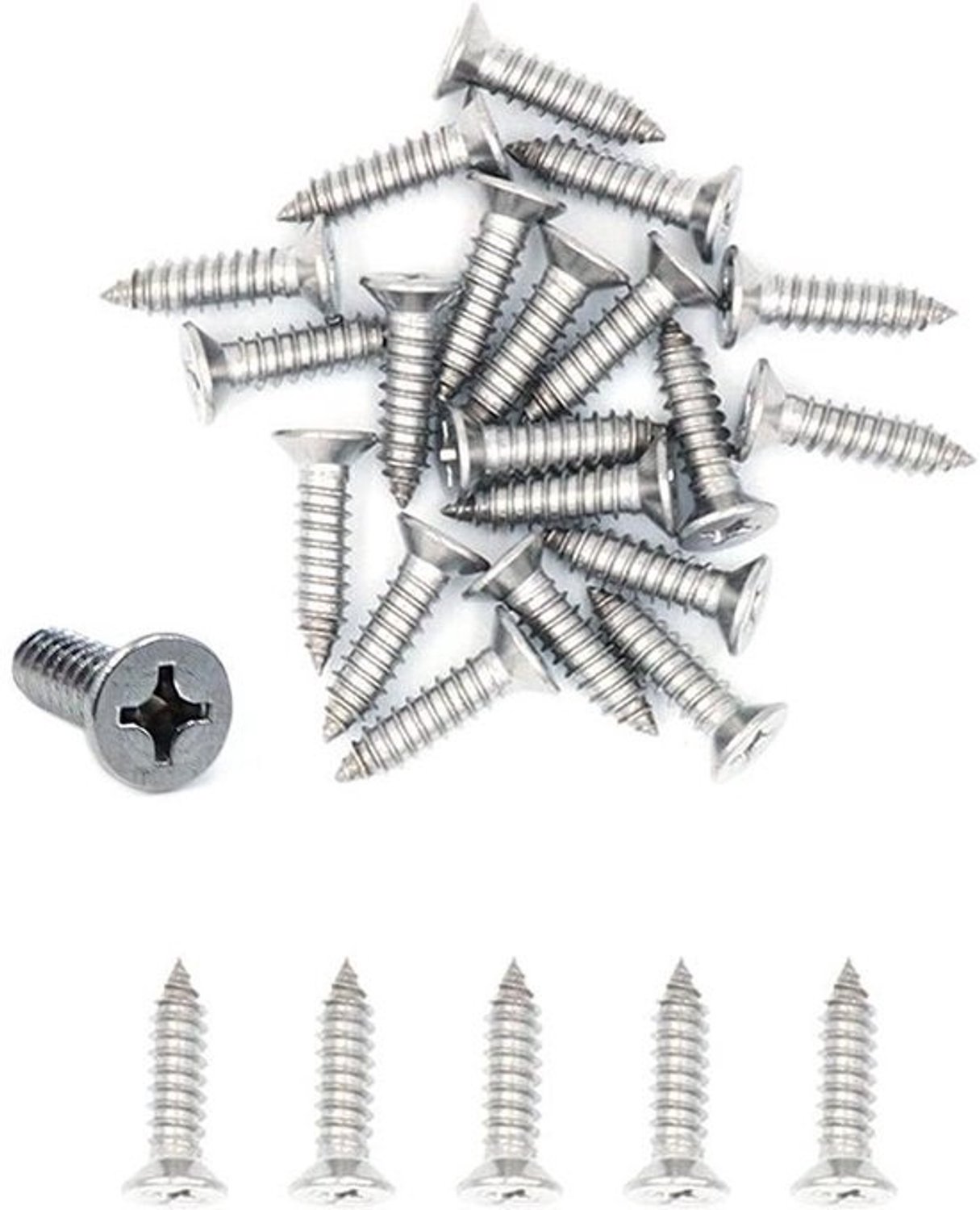 Zelfsnijdende Schroeven - Houtschroeven Metaalschroeven - Meubelmontage Reparatie - Roestvrij Staal Duurzaam - M2.2 x 22 mm - Zilverkleurig