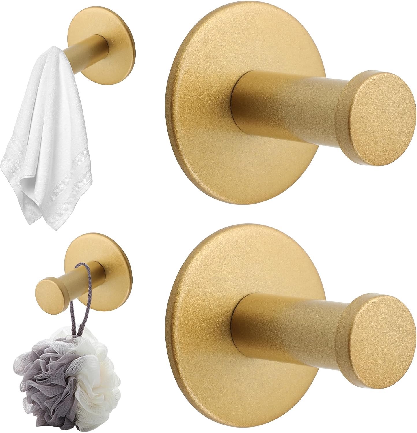 Mooche 4pcs Gold Coat Rack Hooks Heavy Duty Stainless Steel Hooks SUS304 Wall Hooks With Drilling Cloth Hook - ShopVlot