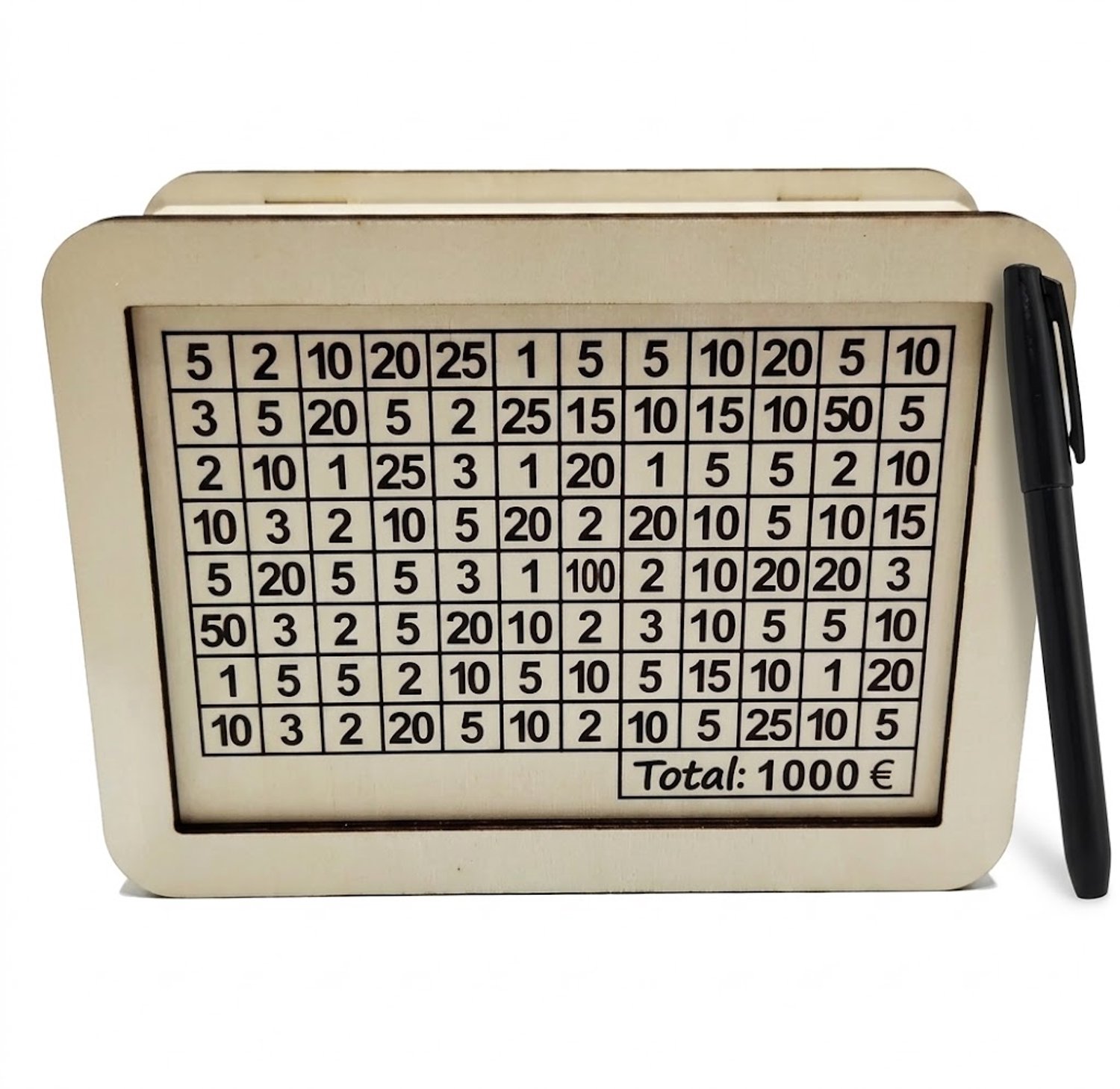Nina’s Giftshop® Houten Spaarpot €1000 – Spaardoel – Spaarchallenge – Geld Sparen – Herbruikbare Spaarpot – Cadeau voor Man & Vrouw