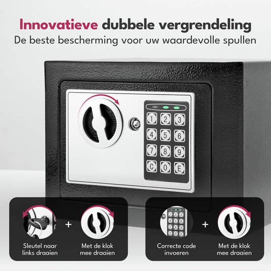 LEBENLANG Kluis - Incl. Brandwerende tas & Noodsleutel I 5 Liter | Brandkluis Met Cijferslot Voor Geld & Sieraden I Wandkluis Inbouwkluis Kleine Safebox — afbeelding 2
