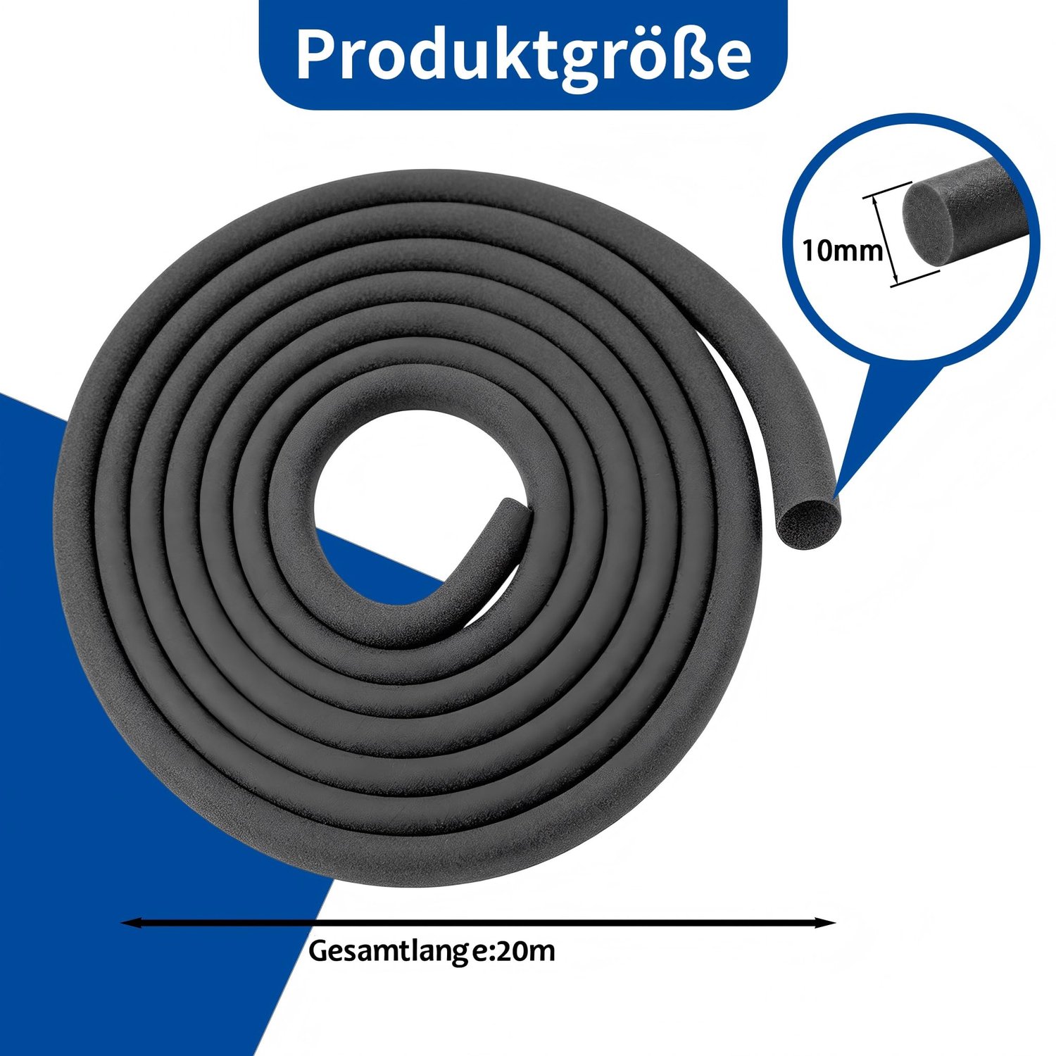 SnelShoppen - 20 m voegen opvulprofiel Ø 10 mm PE ronde cord | Waterdichte, verouderingsbestendige afdichtkoord voor voegen bij muren, deuren, ramen e