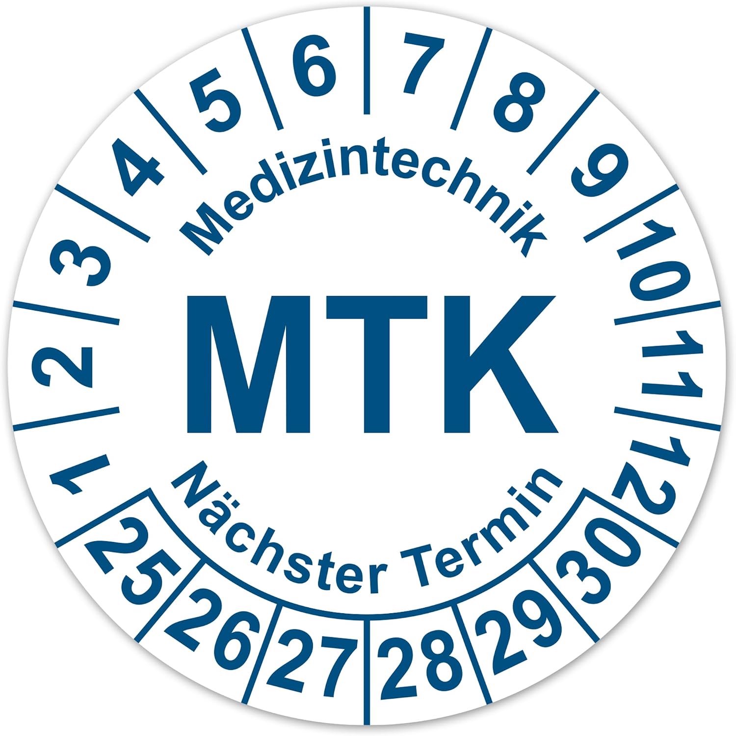 Teststicker medische technologie MTK volgende afspraak 2025-2030 Ø 30 mm teststicker voor medische apparaten stickers - ShopVlot