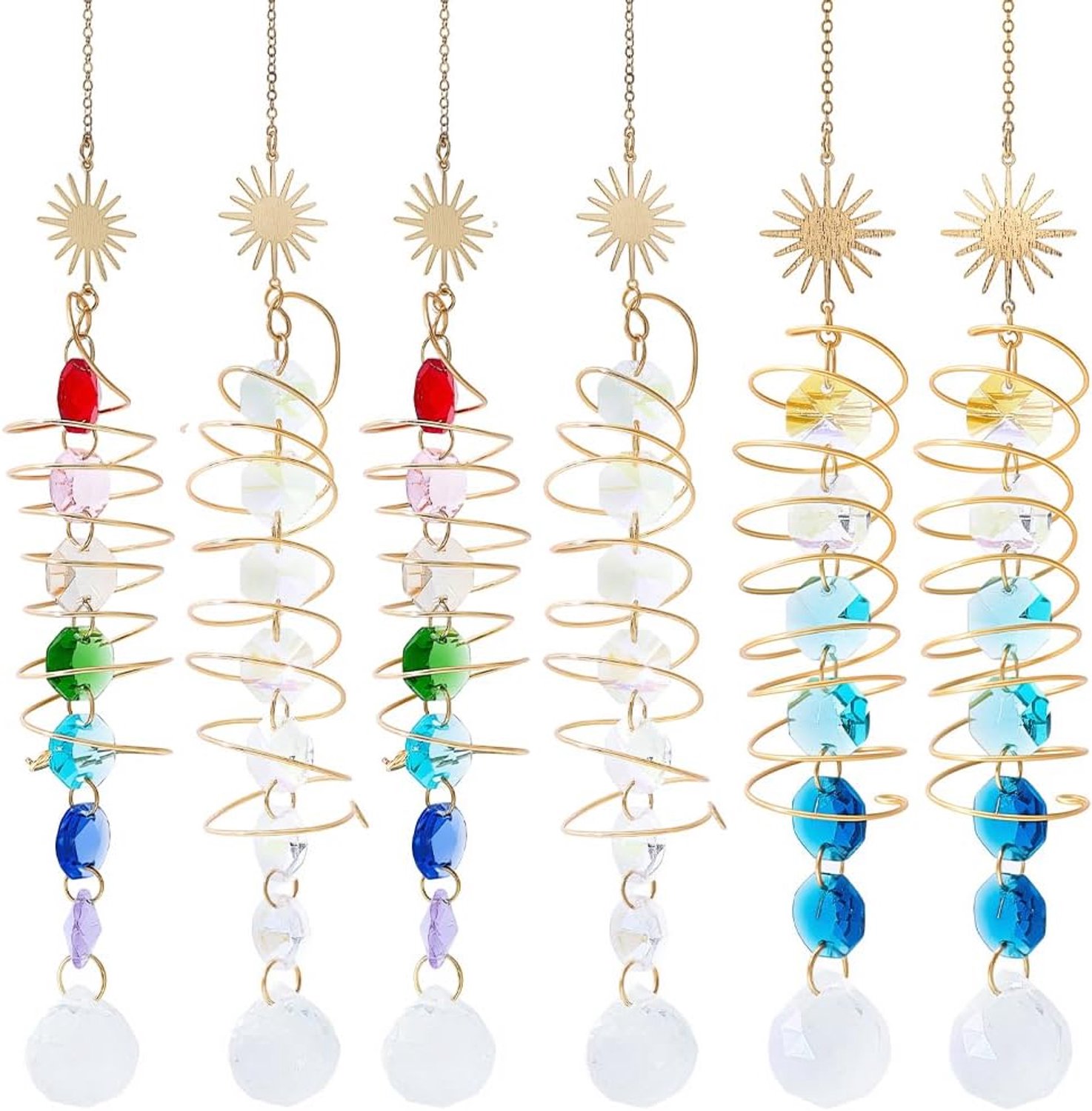 Hangende zonvangers 6 stuks - kleurrijke kristallen ornamenten - prismas voor raam en tuin - creëer regenbogen - ShopVlot